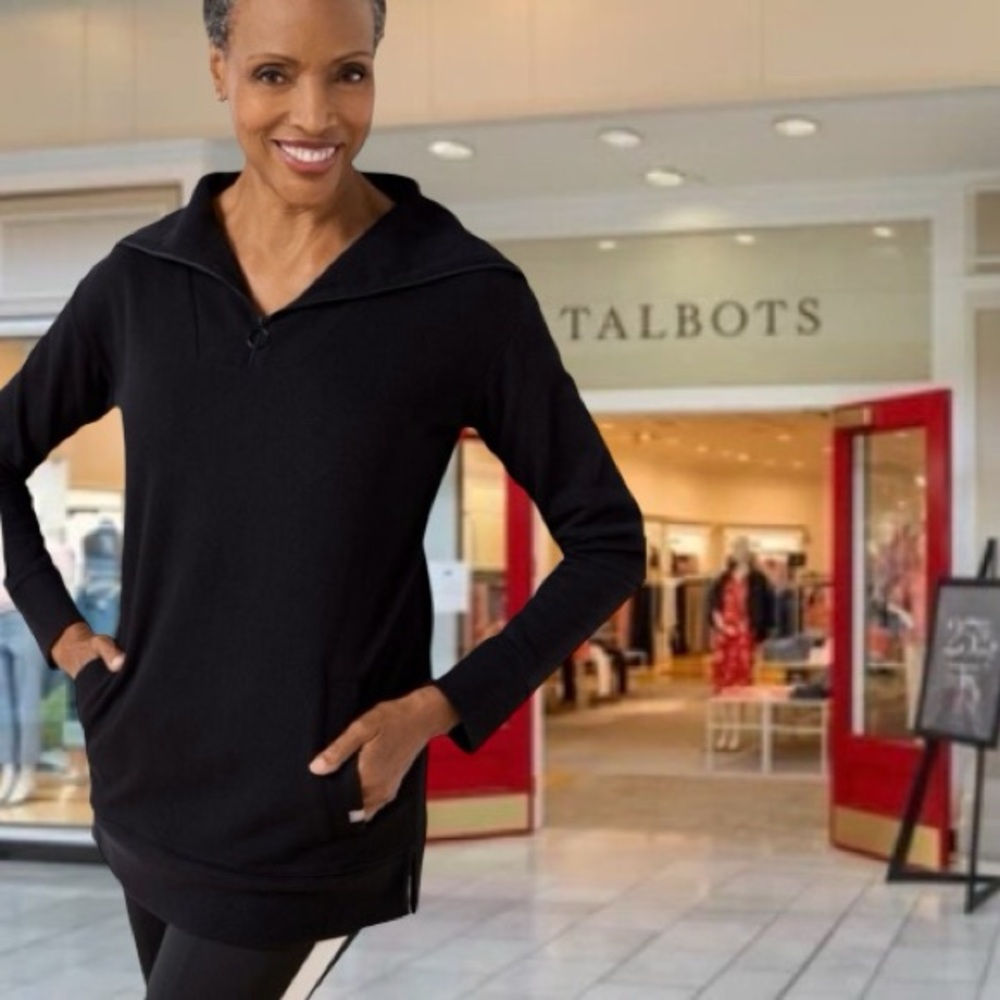 Talbots Black Johnny Collar Pullover